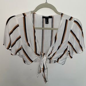 Striped Front Tie Crop Top